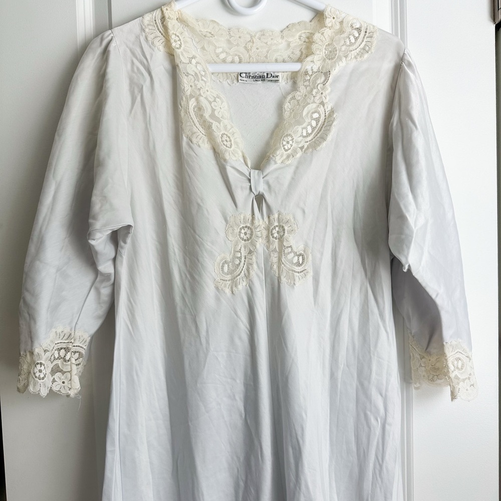 Dior Vintage Lace-Trim Ivory Nightgown Slip
